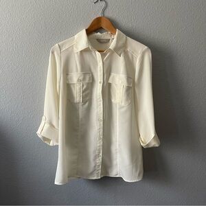 Coral Bay Woman’s Button Down Cream Blouse Small